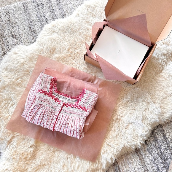 💋SOLD💋 ♥️🌹DÔEN ‘Emmeline’ Organic Cotton Voile Cascading Lace-Trim Nightgown - Picture 16 of 16